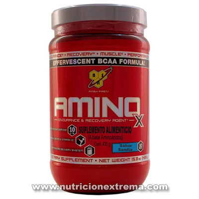 AminoX - entrega efervescente con aminoácidos, BCAAs, EAAs, Vitamina D Amino X. BSN - Además de ser una mezcla altamente anabólica, AminoX es la primera fórmula de BCAA efervescente.