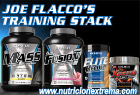 Joe Flacco`s Training Stack. - Joe Flacco utiliza Dymatize Nutrition para llevar su juego al siguiente nivel.