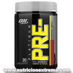 Platinum PRE- Pre-Entrenador que te da un empuje de Energa y Enfoque. ON - Redefinicin de energa pre-entrenamiento y enfoque a tan slo 5 caloras por porcin con 0 azcar.