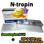 N-tropin - Hormona de Crecimiento 54 + IGF-1 1500 mcg - Somatropina-T 54 U.I. 18 mg  1500 mcg